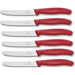 Victorinox 6 adet ekmek bıçağı, tereyağı bıçağı, Swiss Classic, polipropilen paslanmaz çelik, Kırmızı, tek beden
