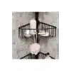 Aluminyum 4 Raflı Yaylı Banyo Köşe Seti Siyah