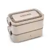 Bento Lunch Box Bej 2000 Ml. Sosluklu