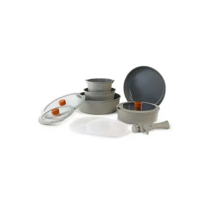 Midas Gri 11 Parça Ayrılabilen Saplı Iç Içe Geçebilen Indüksiyonlu Tencere Tava Seti