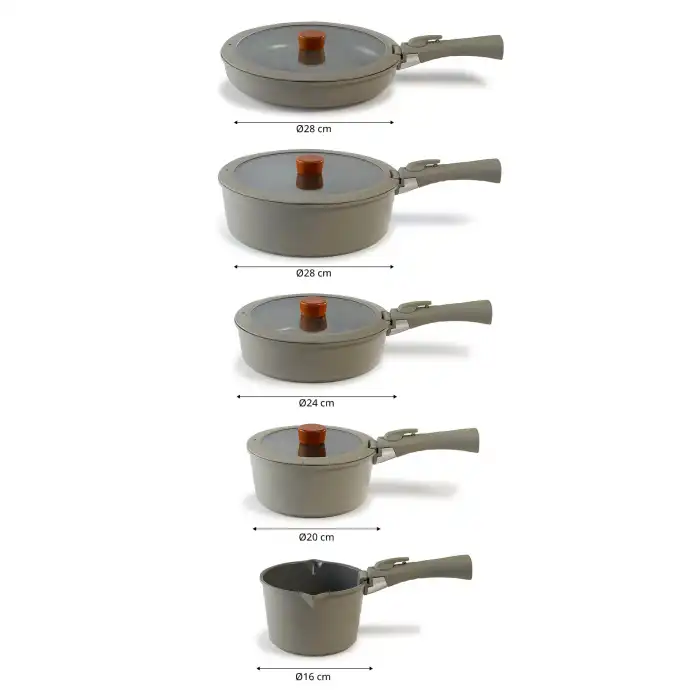 Midas Gri 11 Parça Ayrılabilen Saplı Iç Içe Geçebilen Indüksiyonlu Tencere Tava Seti