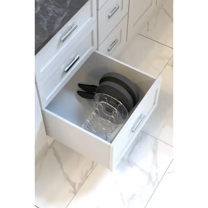 Fin Dolap Içi Tencere Kapak Tutucu Beyaz