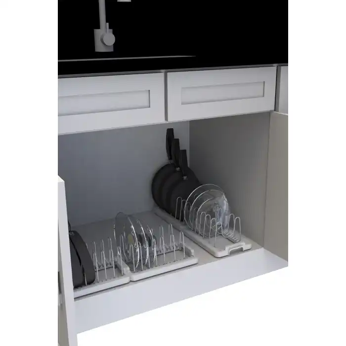 Fin Dolap Içi Tencere Kapak Tutucu Beyaz