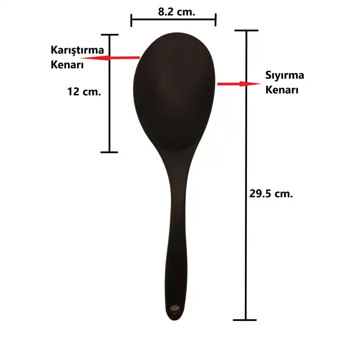 Burcummm Silikon Büyük Yemek Kaşığı Siyah