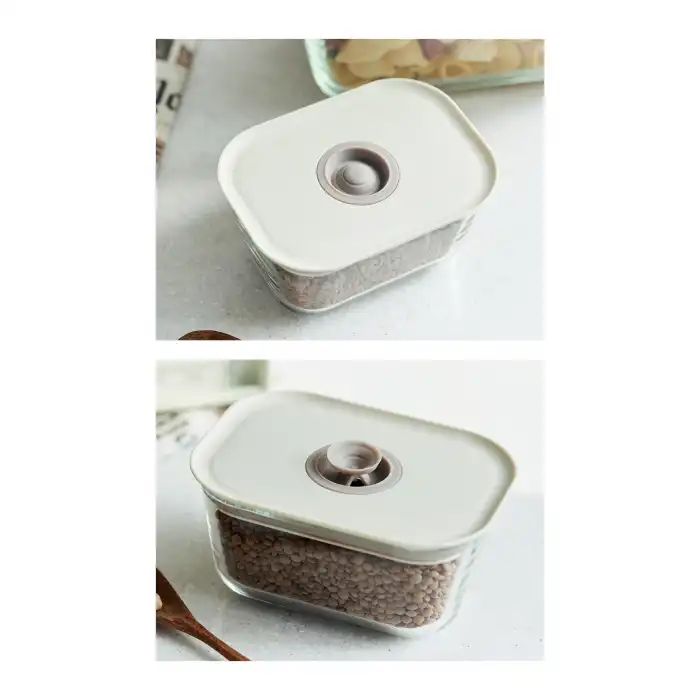 Fika Clik Dikdörtgen Saklama Kabı 470 ml. Bej