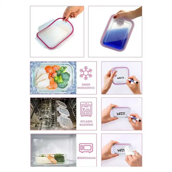 Dikdörtgen 900 ml. Yüksek Kapak Saklama Kabı