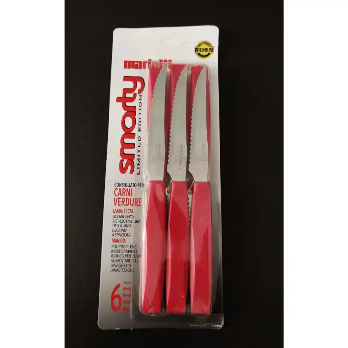 6 lı Smarty Rosso Biftek Steak Kesim Bıçağı Kırmızı Sap