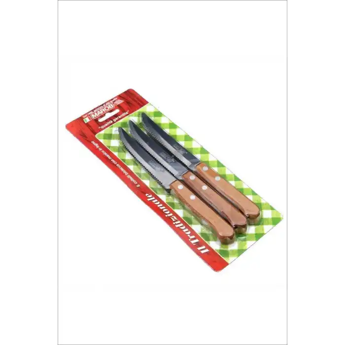6 lı Ahşap Saplı Biftek Steak Kesim Bıçağı