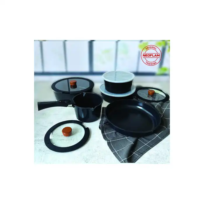 Midas Siyah 11 Parça Ayrılabilen Saplı Iç Içe Geçebilen Indüksiyonlu Tencere Tava Seti