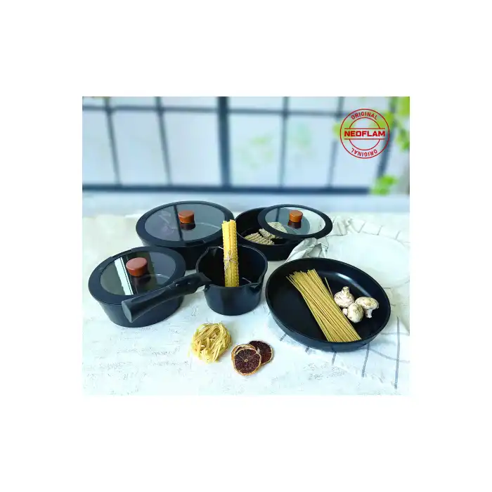 Midas Siyah 11 Parça Ayrılabilen Saplı Iç Içe Geçebilen Indüksiyonlu Tencere Tava Seti
