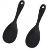 Burcummm 2 Adet Silikon Sert Uçlu Kısa Pilav Kaşığı Siyah