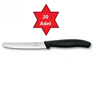 20 ad. 6.7833  Siyah 11 cm. Tırtıklı Doğrama Bıçağı Kamp Mutfağı BurcuBilluriye Toptan FY