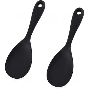 Burcummm 2 Adet Silikon Sert Uçlu Kısa Pilav Kaşığı Siyah