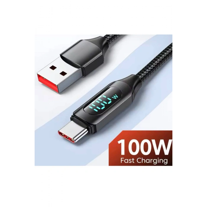 100 W USB-Type-C Uyumlu Dijital Ekran Hızlı Şarj Kablosu 1 Metre