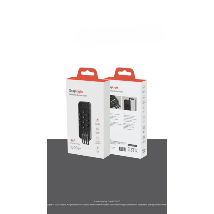 10.000 Mah Vakumlu Wireless Powerbank Dahili Çoklu Kablo 3in1 Kablolu ve Kablosuz