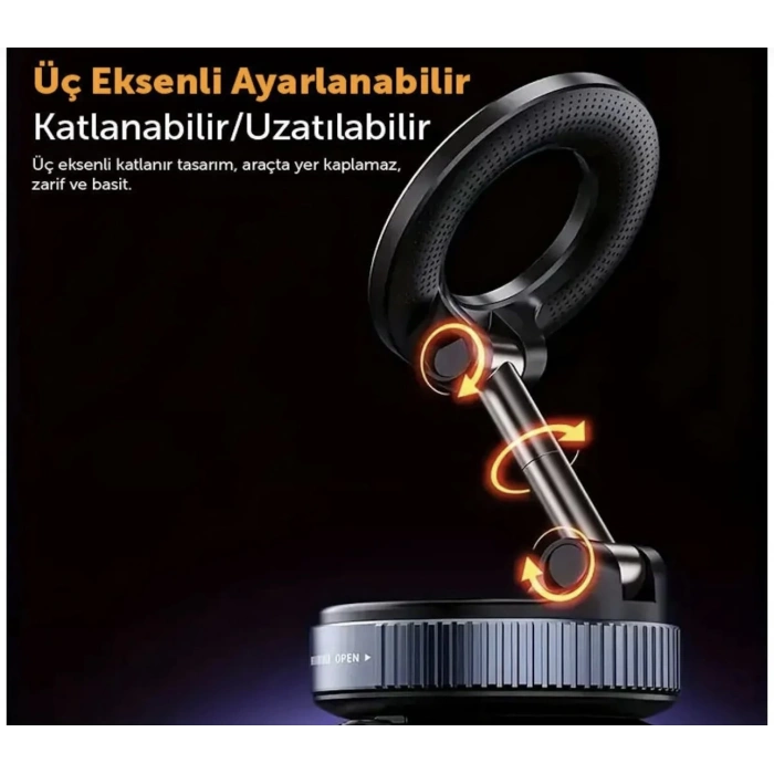 360 Derece Dönebilen Vakumlu Magsafe Özellikli Telefon Tutucu