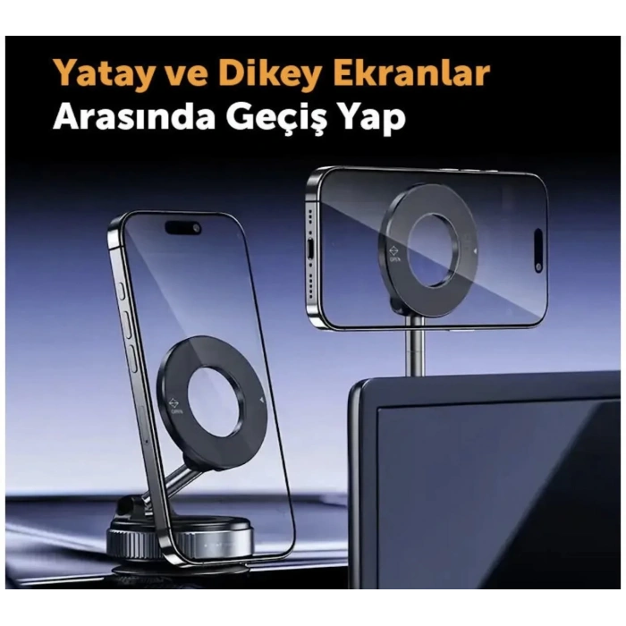 360 Derece Dönebilen Vakumlu Magsafe Özellikli Telefon Tutucu