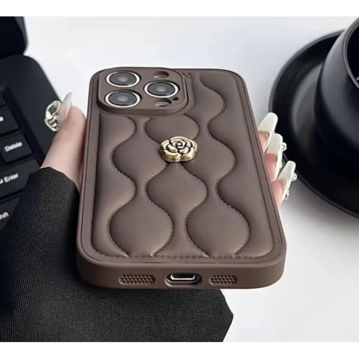 APPLE IPHONE UYUMLU DERİ ROSE TASARIMLI KILIF
