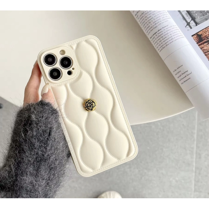 APPLE IPHONE UYUMLU DERİ ROSE TASARIMLI KILIF