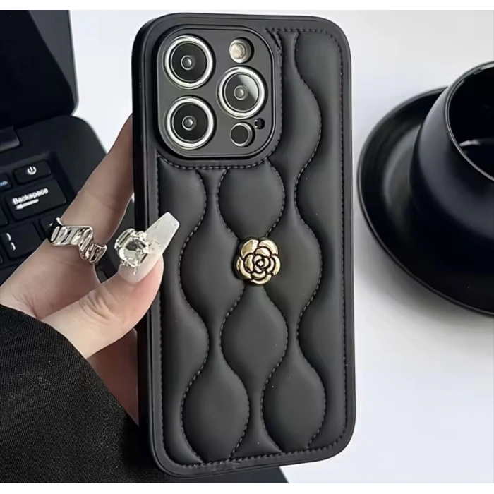 APPLE IPHONE UYUMLU DERİ ROSE TASARIMLI KILIF