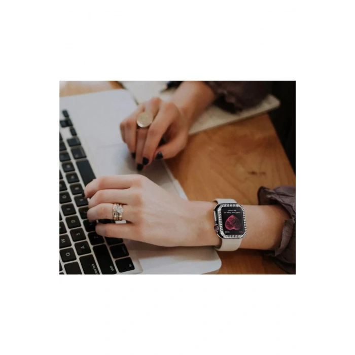 Apple Watch Uyumlu Diamond Taşlı Koruma Çerçevesi