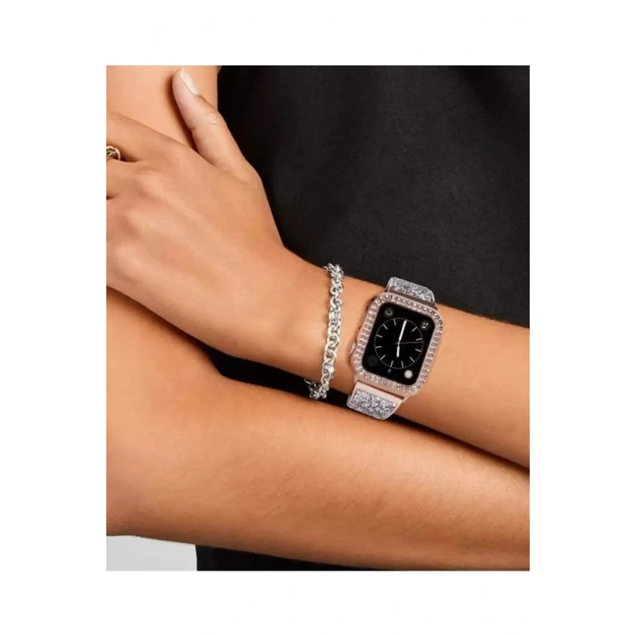 Apple Watch Uyumlu Diamond Taşlı Koruma Çerçevesi