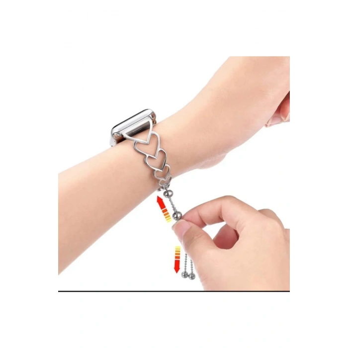 Apple Watch Uyumlu Şık Metal Kalpli Kordon