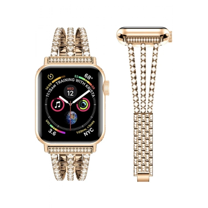 Apple Watch Uyumlu Taşlı Metal Kordon