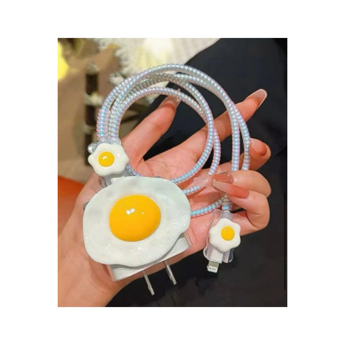 Apple Watch Uyumlu Yumurta Desenli Kablo Koruyucu Set