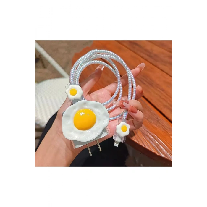 Apple Watch Uyumlu Yumurta Desenli Kablo Koruyucu Set