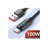 100 W USB-Type-C Uyumlu Dijital Ekran Hızlı Şarj Kablosu 1 Metre