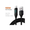 100 W USB-Type-C Uyumlu Dijital Ekran Hızlı Şarj Kablosu 1 Metre
