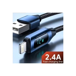 12 W USB IPHONE Dijital Ekran Hızlı Şarj Kablosu 1 Metre