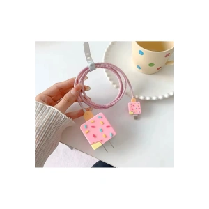 Apple Watch Uyumlu Dondurma Desenli Kablo Koruyucu Set