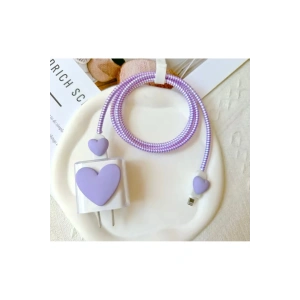 Apple Watch Uyumlu Kalp Tasarımlı Kablo Koruyucu Set