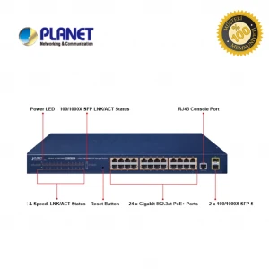 PL-GS-4210-24PS2 24 PORT 10/100/100T 2PORT 100/1000X SFP SWITCH POE