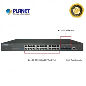 Planet SGS-6341-24T4X Layer 3 24-Port 10G SFP Stackable Managed Switch