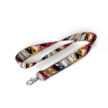 Kedi Desenli Boyun Askı İpi