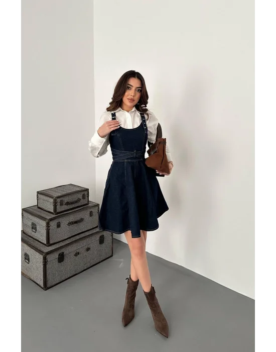 Kadın Koyu Yıkama Denim Jile Elbise