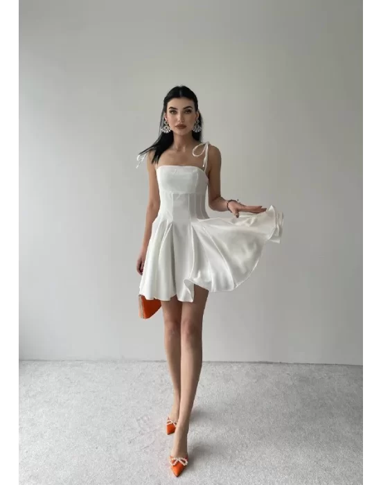 Kadın Askı Detaylı Astarlı Mini Elbise