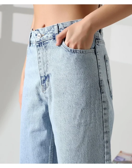 Kadın Buz Mavi Palazzo Pantolon