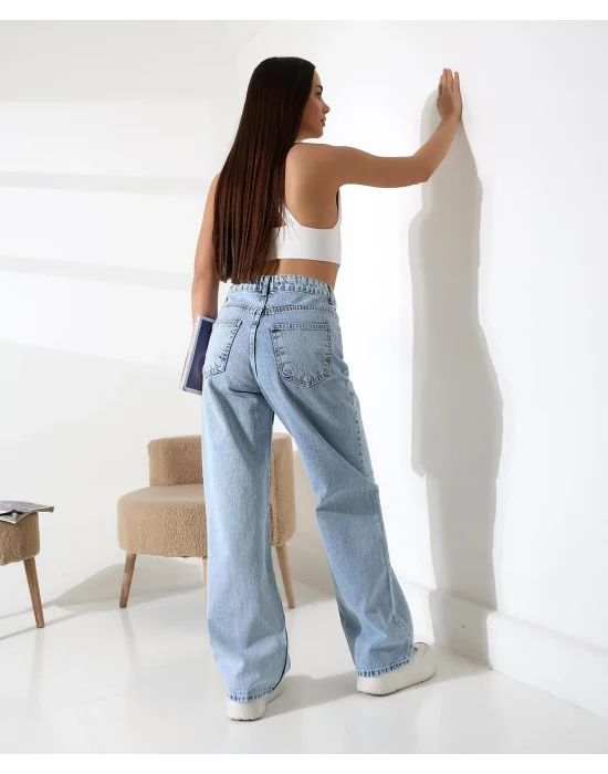 Kadın Buz Mavi Palazzo Pantolon