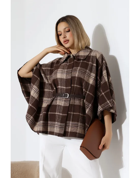 Kadın Desenli Kemerli Panço