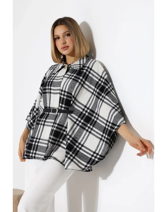 Kadın Desenli Kemerli Panço