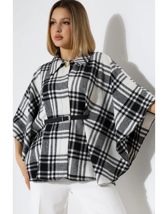 Kadın Desenli Kemerli Panço