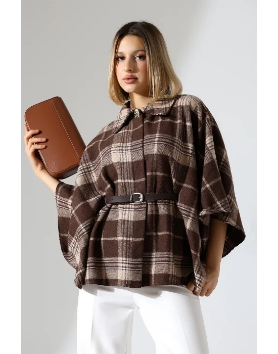 Kadın Desenli Kemerli Panço