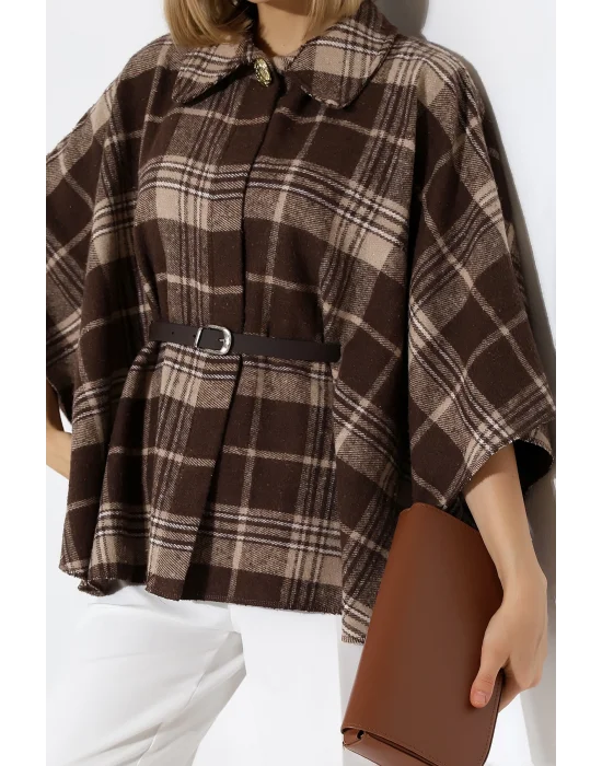 Kadın Desenli Kemerli Panço