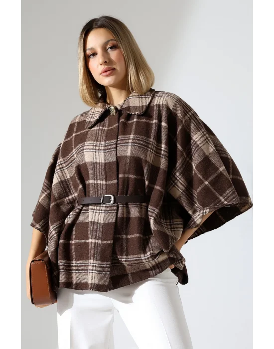 Kadın Desenli Kemerli Panço