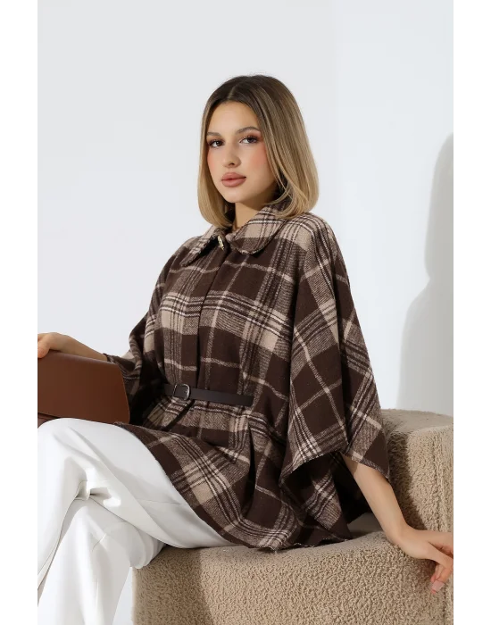 Kadın Desenli Kemerli Panço