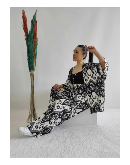 Kadın Desenli Kimono 2li Takım